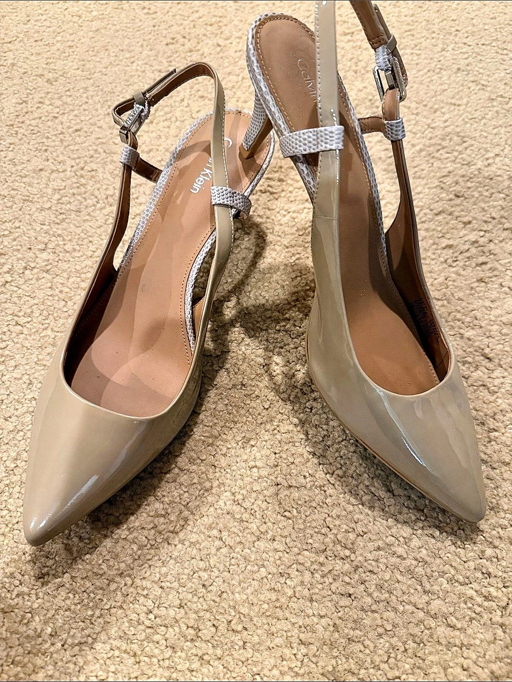 Calvin Klein Beige Pointed Toe Slingback Heels Like New 9